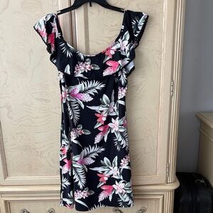 Tommy Bahama Black Dress with Pink Floral Design